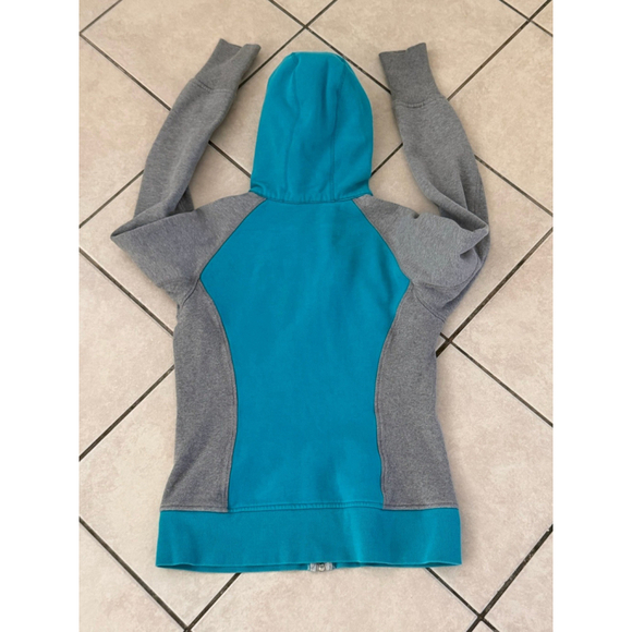 LULULEMON OASIS SCUBA HOODIE JACKET BLUE AND GRAY COLOR SIZE 8 PTP 18” - Picture 3 of 9